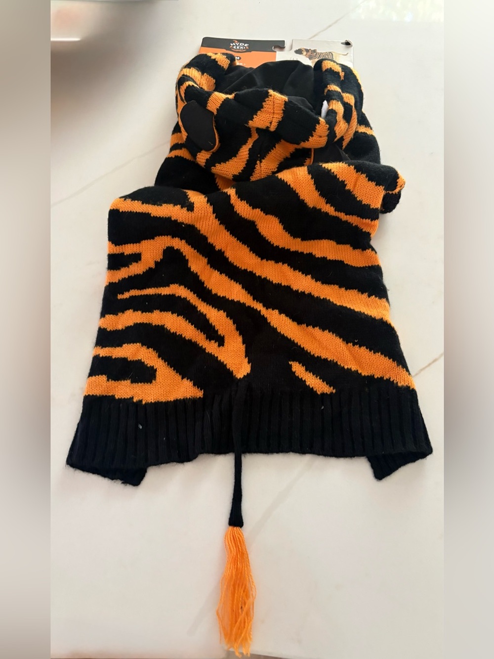 Target Black and Orange Tiger Stripe Dog Sweater with Hood